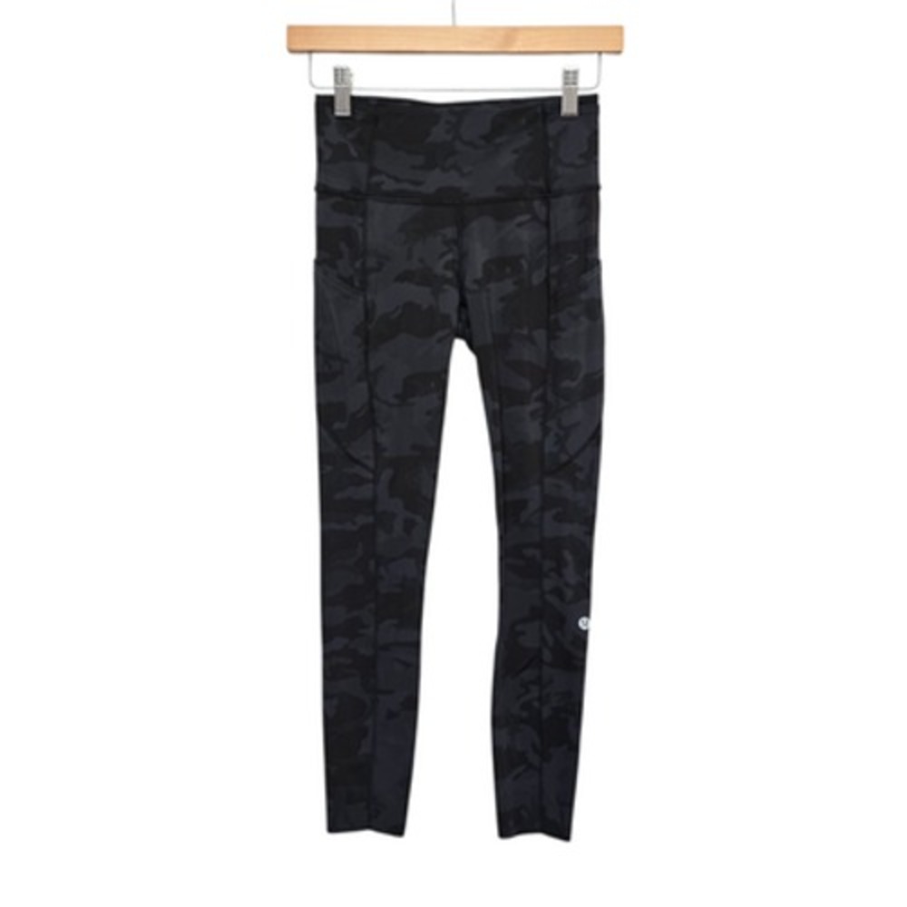 Lululemon Leggings Womens 4 Black Camo High Rise Pocket Yoga Pants Athletic